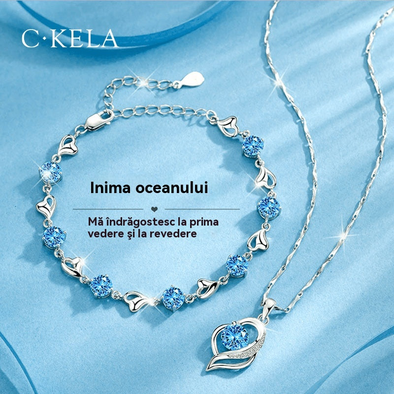 ✨💎 Nuevo conjunto de collar y pulsera “Corazón del Océano” – elegante, romántico y perfecto para regalo.