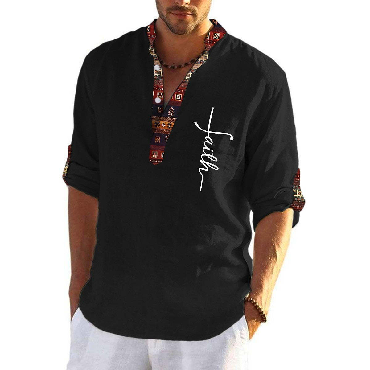 【49% reducere】T-shirt pentru bărbați, de marime mare, din bumbac, cămăși cu decolteu în V_4043914