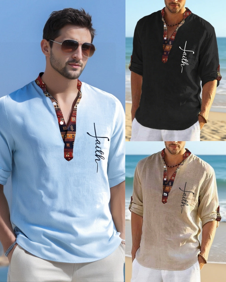 【49% reducere】T-shirt pentru bărbați, de marime mare, din bumbac, cămăși cu decolteu în V_4043914