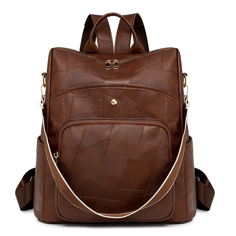 👜🌟 Mochila de piel de gran capacidad Diseño a cuadros elegante y moderno