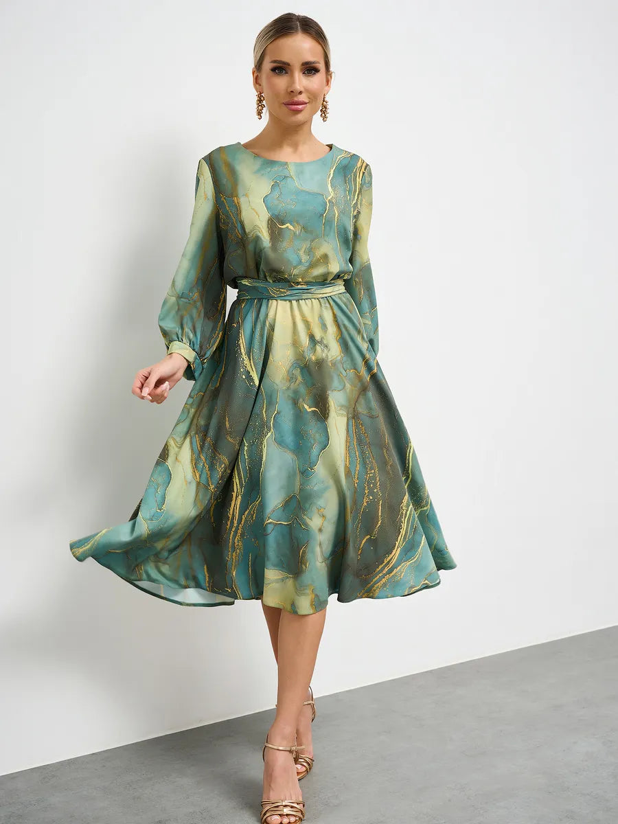 💃✨ Rochie verde elegantă 2025 cu mânecă lungă Stil rafinat pentru primăvară