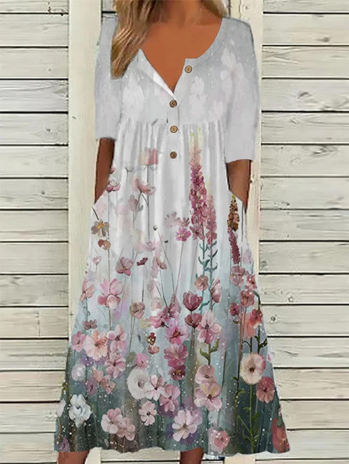 【S-3XL】Rochie Nouă de Damă 2025 cu Imprimeu la Modă și Buzunare Stil Casual & Lejer Must-Have Vara_4045769