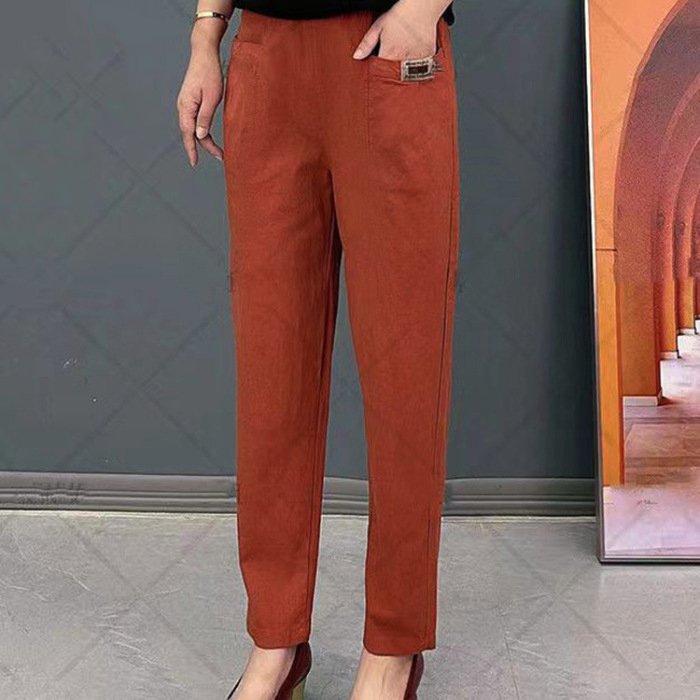 【Cumpărați 1, primiți 1 gratuit】HOT SALE-50%Pantaloni de damă din bumbac cu talie elastică_4038265