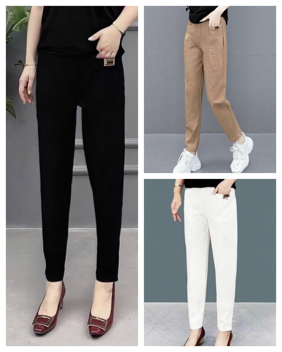 【Cumpărați 1, primiți 1 gratuit】HOT SALE-50%Pantaloni de damă din bumbac cu talie elastică_4038265