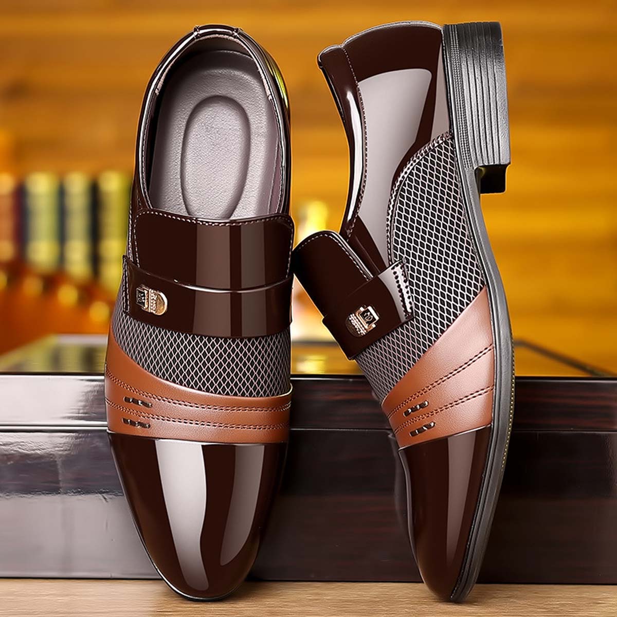 【50% TANIEJ! 】Stylowe, łączone buty skórzane dla mężczyzn – 3 kolory!