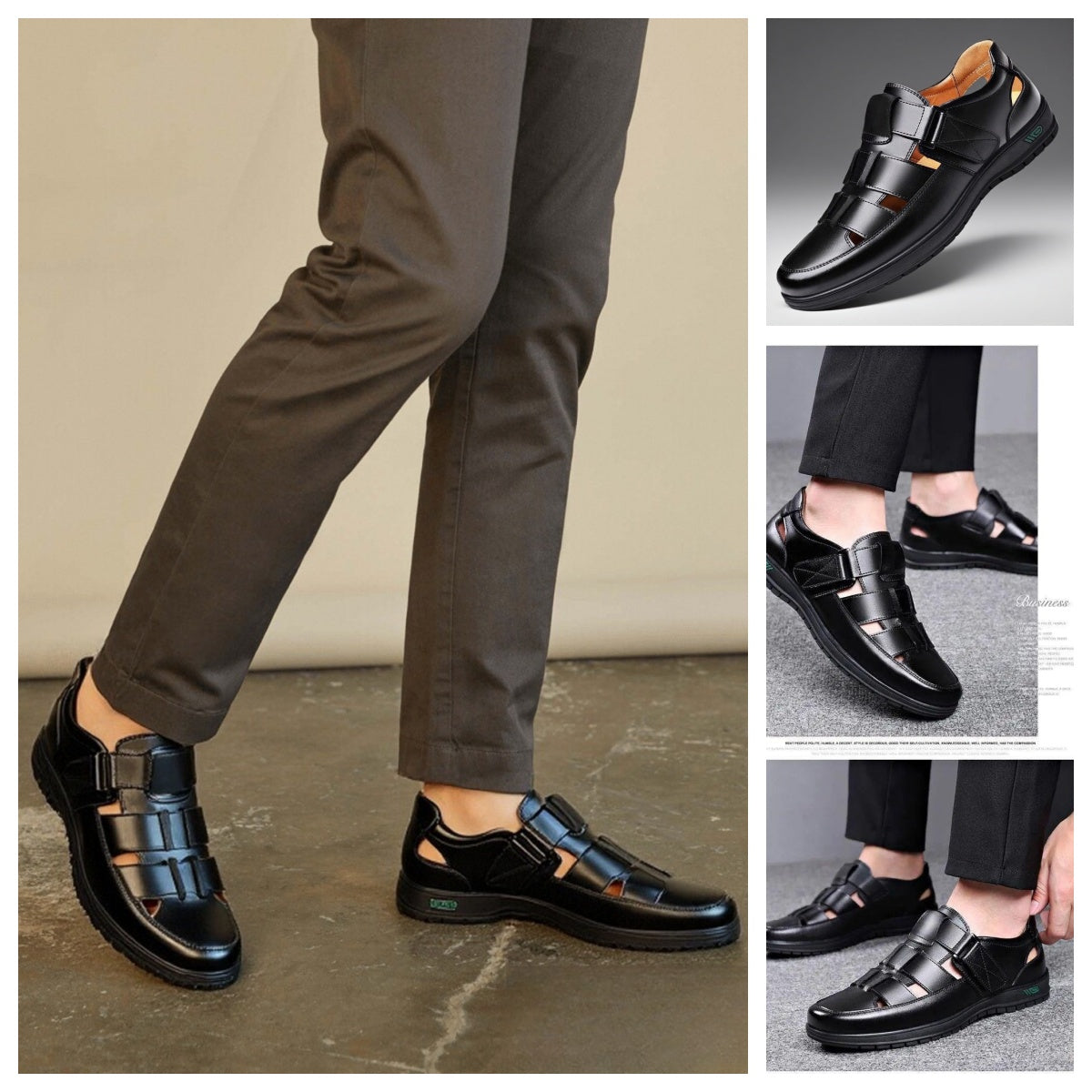 【38-44】2025 Vară Sandale Bărbați Piele de vacă Respirabil Hollow Anti-alunecare Casual_4039863