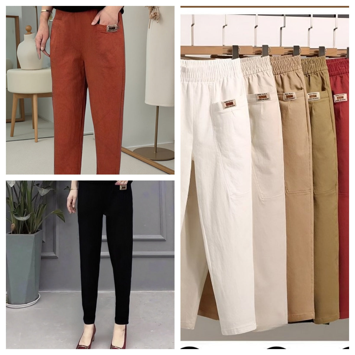 【Cumpărați 1, primiți 1 gratuit】HOT SALE-50%Pantaloni de damă din bumbac cu talie elastică_4038265