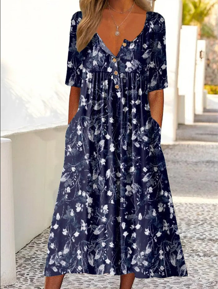 【S-3XL】Rochie Nouă de Damă 2025 cu Imprimeu la Modă și Buzunare Stil Casual & Lejer Must-Have Vara_4045769