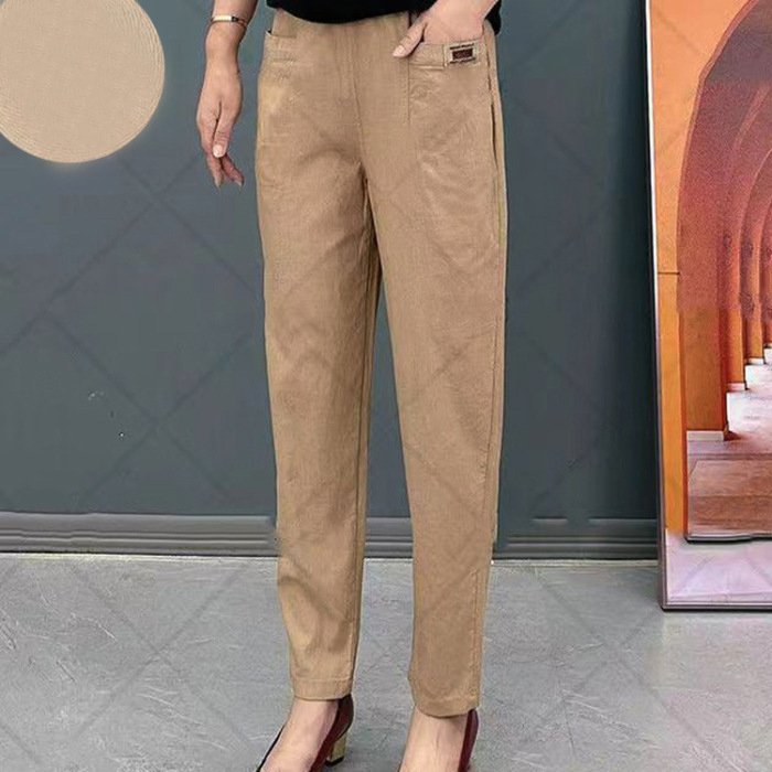 【Cumpărați 1, primiți 1 gratuit】HOT SALE-50%Pantaloni de damă din bumbac cu talie elastică_4038265