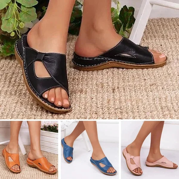 ✨👡【Specjalne lato】🔥【35-43】Nowe letnie modne wygodne damskie skórzane sandały domowe kapcie na zewnątrz
