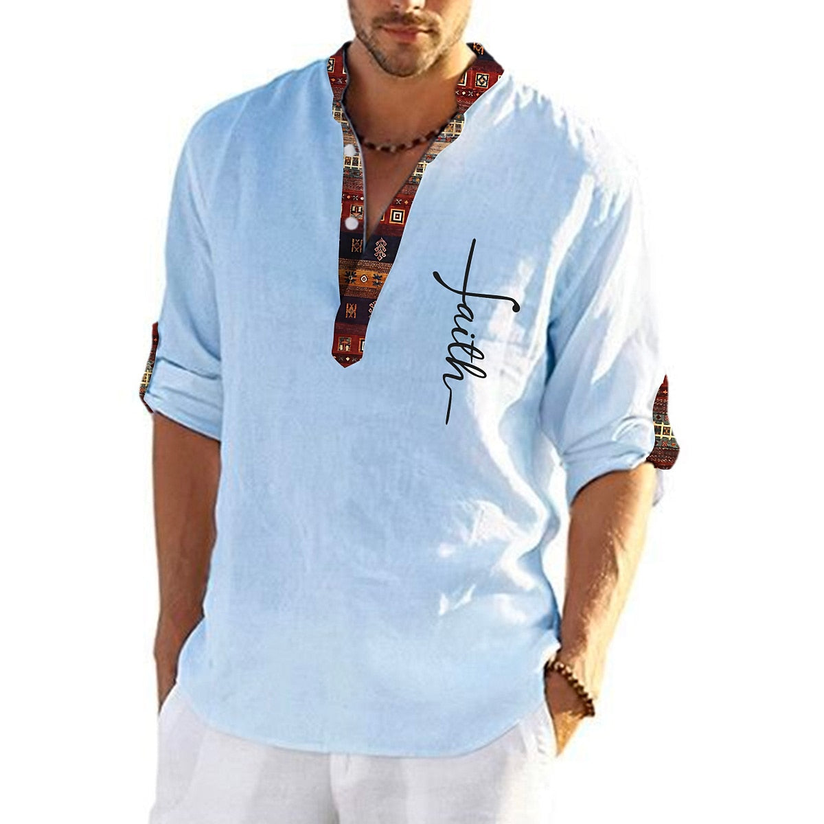 【49% reducere】T-shirt pentru bărbați, de marime mare, din bumbac, cămăși cu decolteu în V_4043914