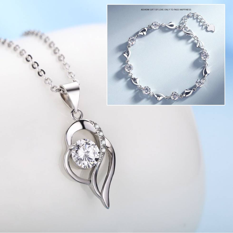 ✨💎 Nuevo conjunto de collar y pulsera “Corazón del Océano” – elegante, romántico y perfecto para regalo.