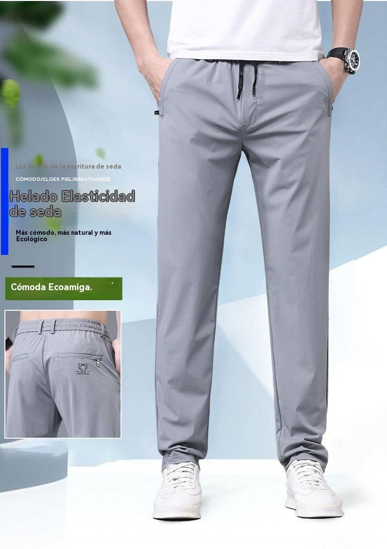 【40-115kg】Nuevos pantalones elásticos de seda helada para primavera y verano 2025._4056891