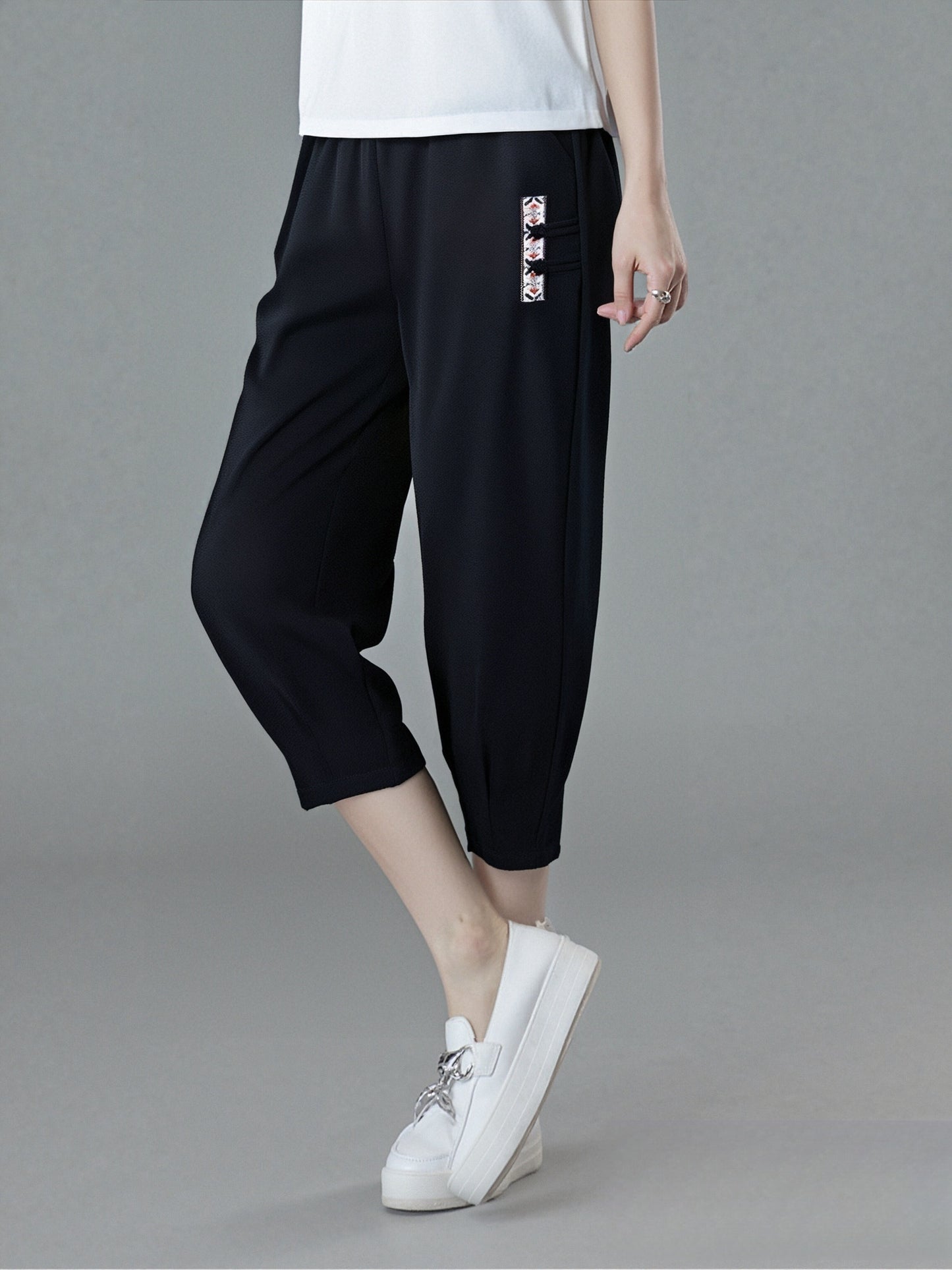 Pantaloni noi de vară subțiri din bumbac și in, cu nouă puncte_4045765