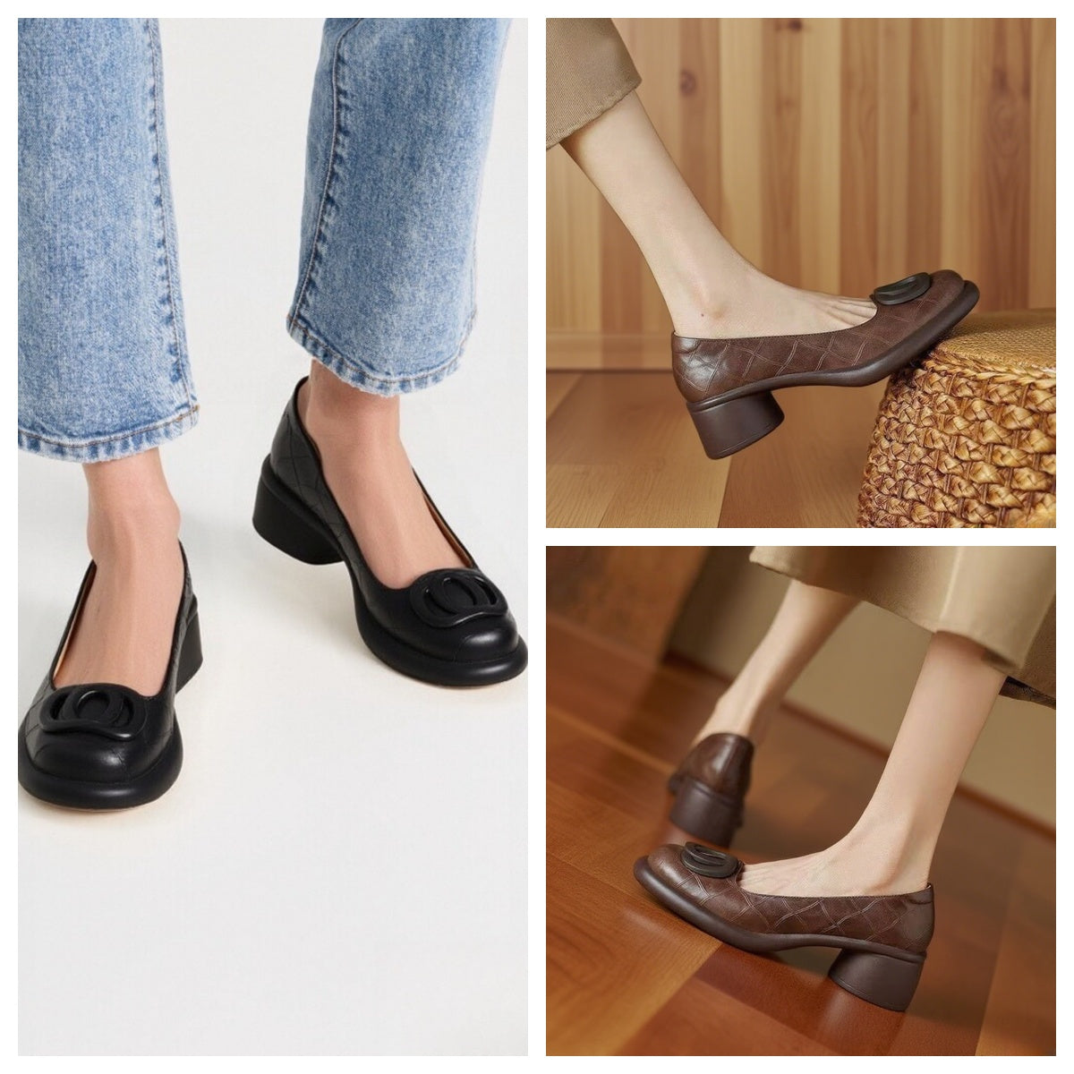 【35-40】2025 Pantofi versatili din piele moale Toc gros retro de 4 cm Vârf rotund la modă_4040507