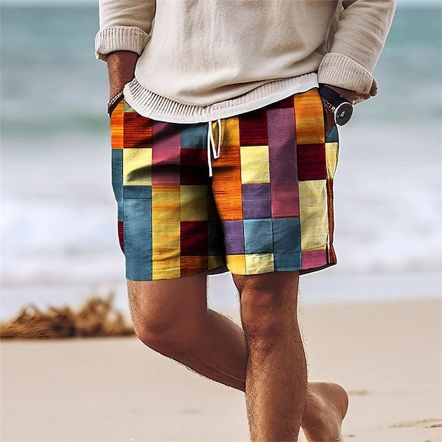 【Ofertă de vară】Pantaloni de baie bărbați 2025, stilati, cu imprimeu multicolor_4045181