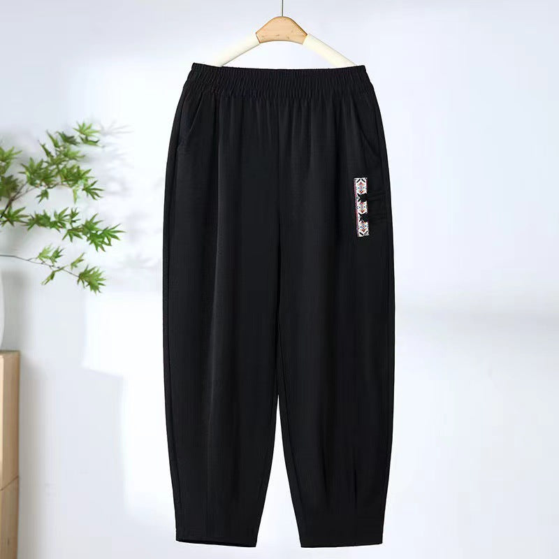 Pantaloni noi de vară subțiri din bumbac și in, cu nouă puncte_4045765