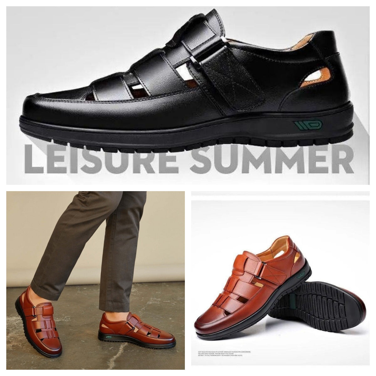 【38-44】2025 Vară Sandale Bărbați Piele de vacă Respirabil Hollow Anti-alunecare Casual_4039863