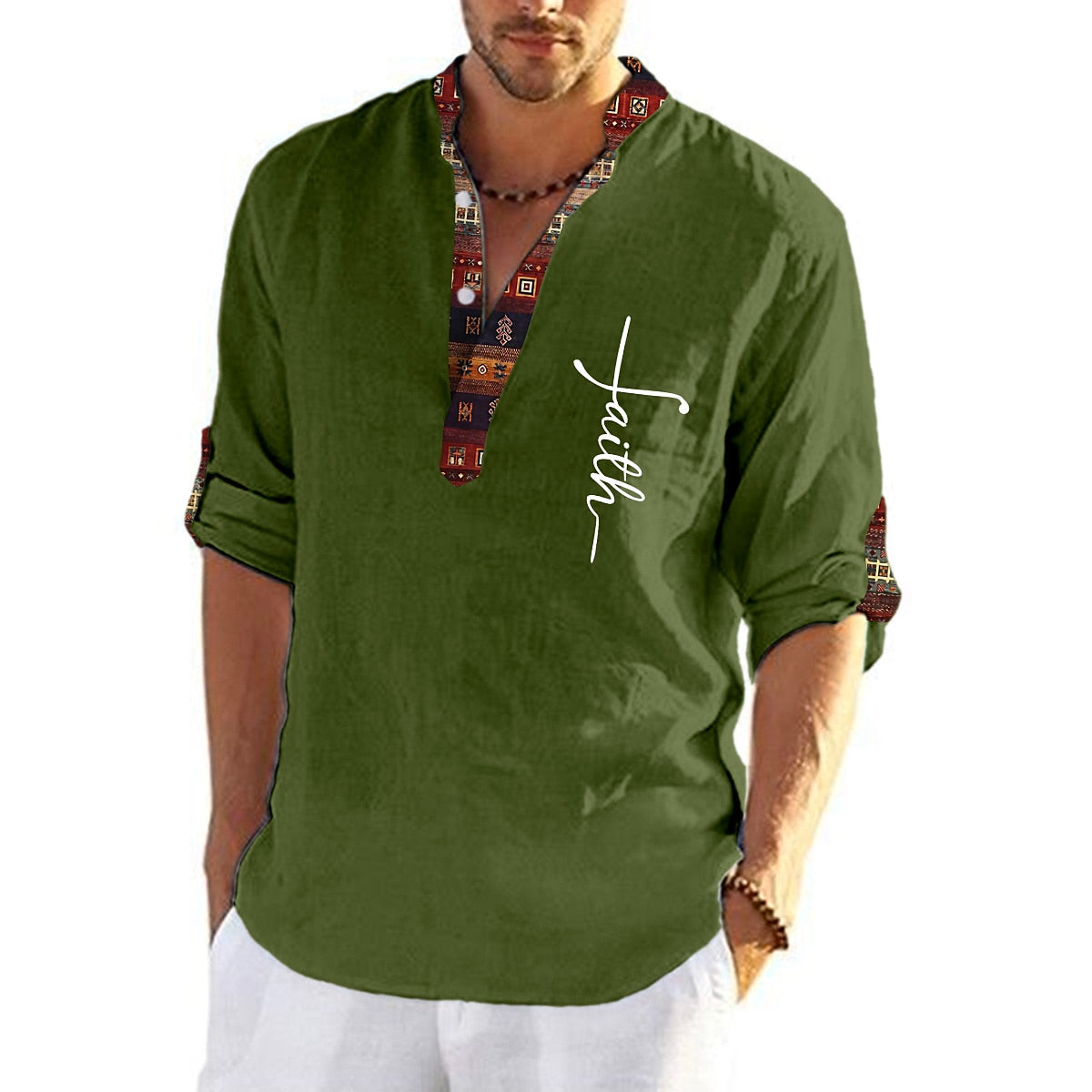 【49% reducere】T-shirt pentru bărbați, de marime mare, din bumbac, cămăși cu decolteu în V_4043914
