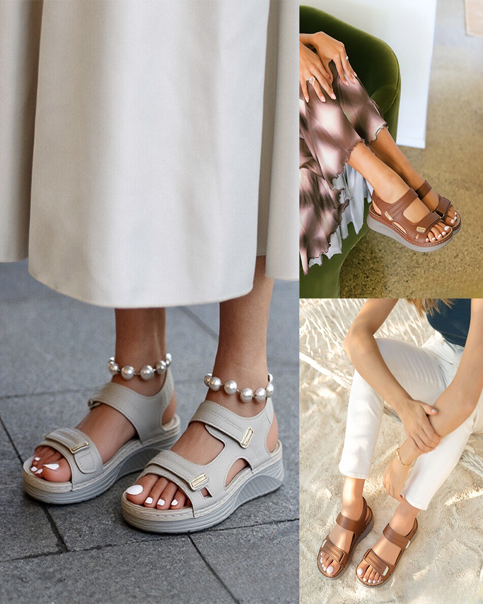 【36-43】Sandale cu pană cu vârf deschis pentru femei Comfy Chic - Curea de fixare cu cârlig și buclă(Preț mediu de până la 94 lei, îmbrăcăminte pentru toate anotimpurile)_4037187