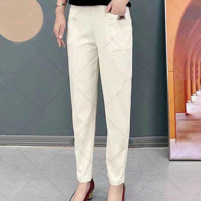 【Cumpărați 1, primiți 1 gratuit】HOT SALE-50%Pantaloni de damă din bumbac cu talie elastică_4038265