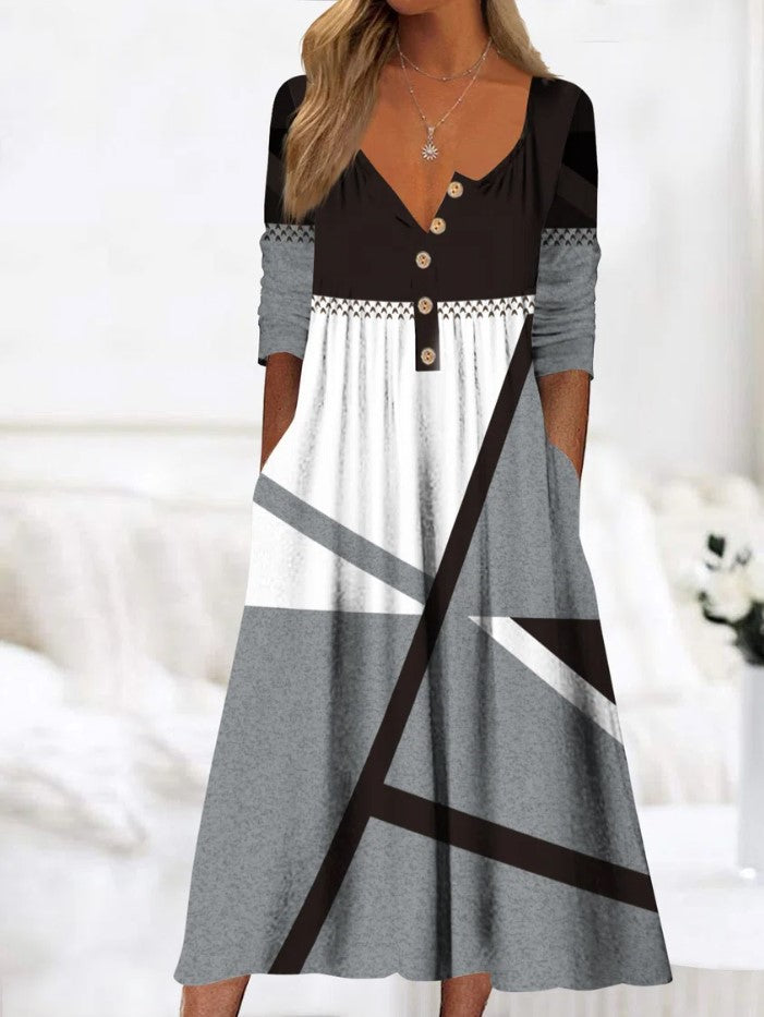 【S-3XL】Rochie Nouă de Damă 2025 cu Imprimeu la Modă și Buzunare Stil Casual & Lejer Must-Have Vara_4045769
