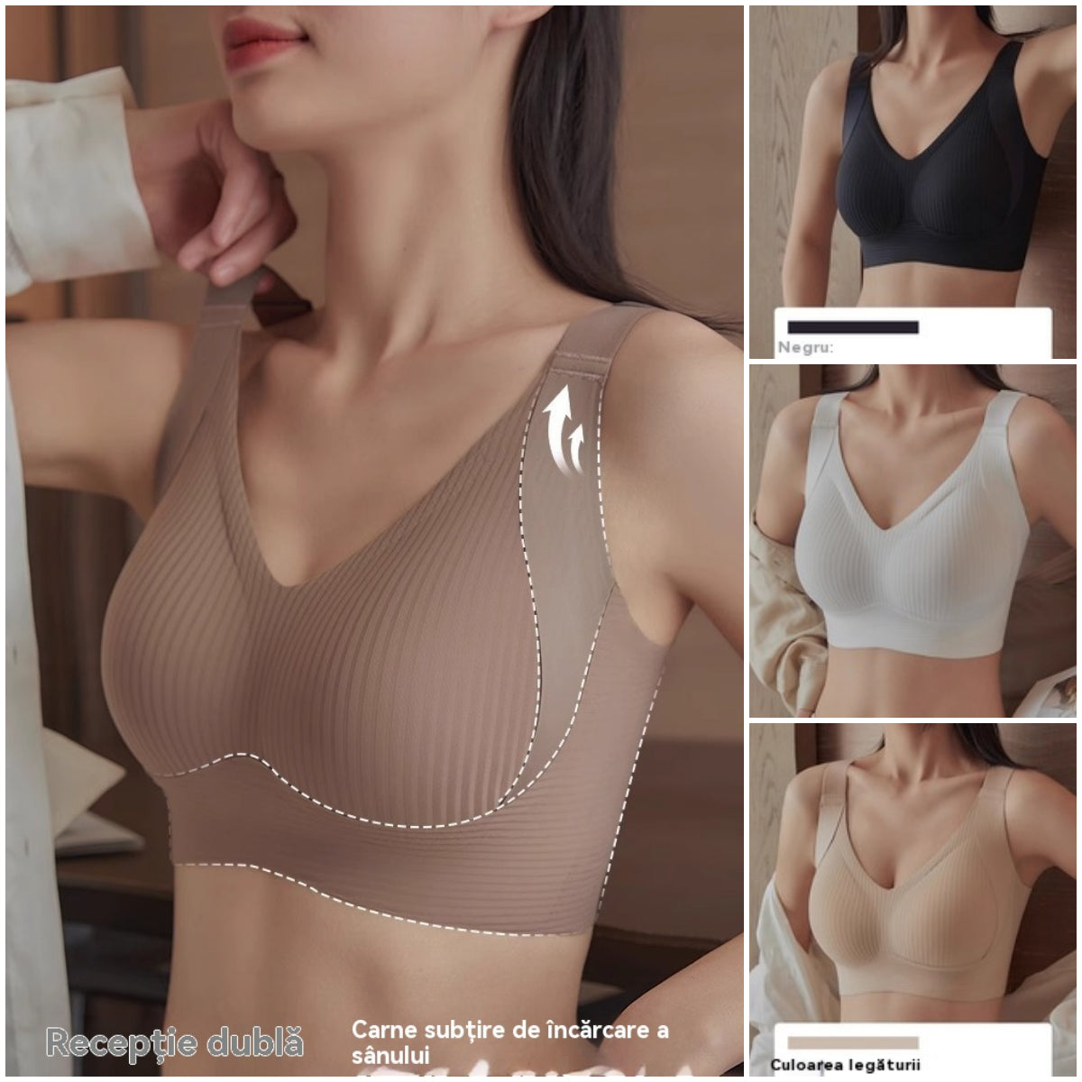 đ50% de descuentoăPack 4ăâ¤ď¸ Sujetador sin aros y sin costuras, algodĂłn Tencel natural, cĂłmodo y antibacteriano