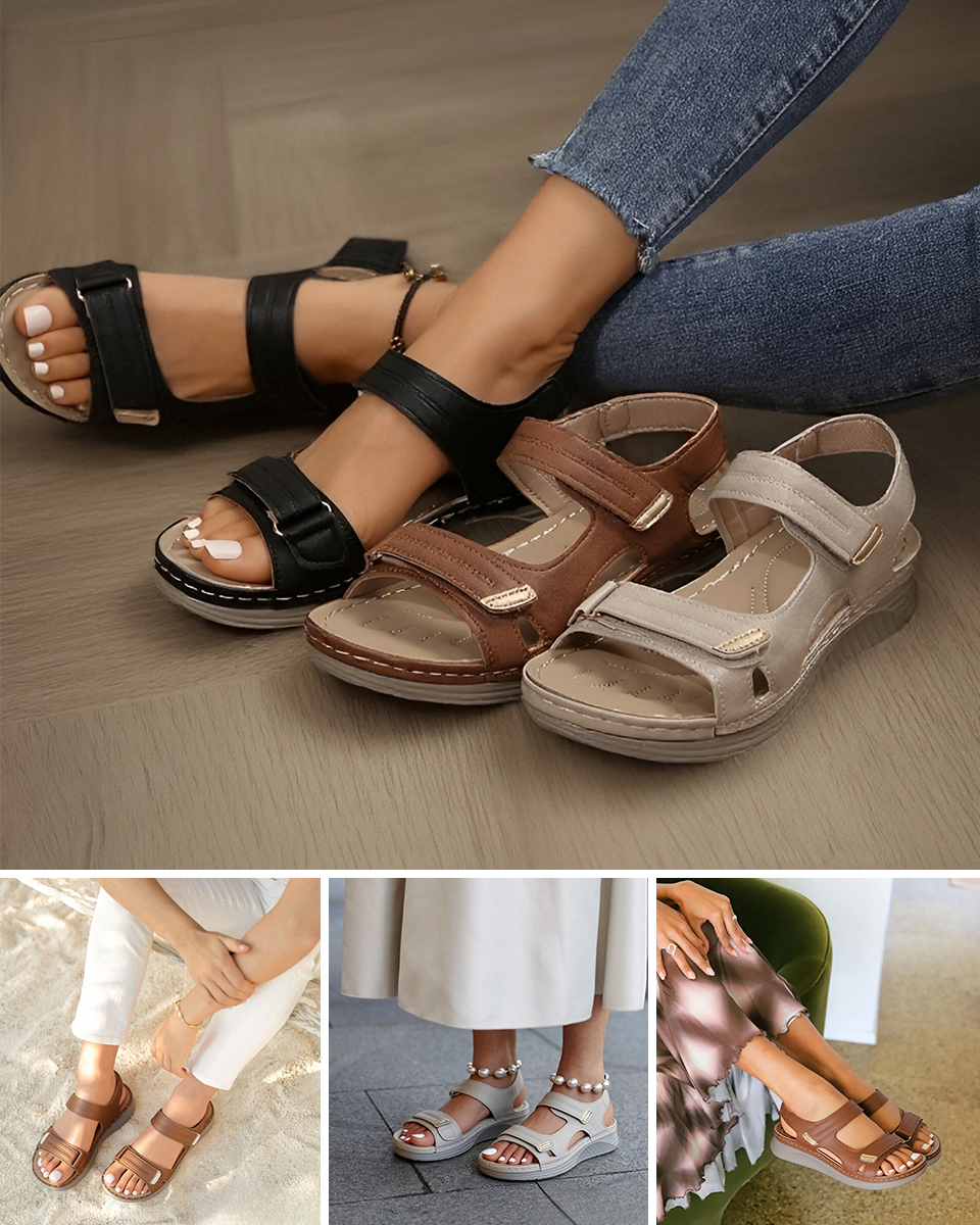 【36-43】Sandale cu pană cu vârf deschis pentru femei Comfy Chic - Curea de fixare cu cârlig și buclă(Preț mediu de până la 94 lei, îmbrăcăminte pentru toate anotimpurile)_4037187