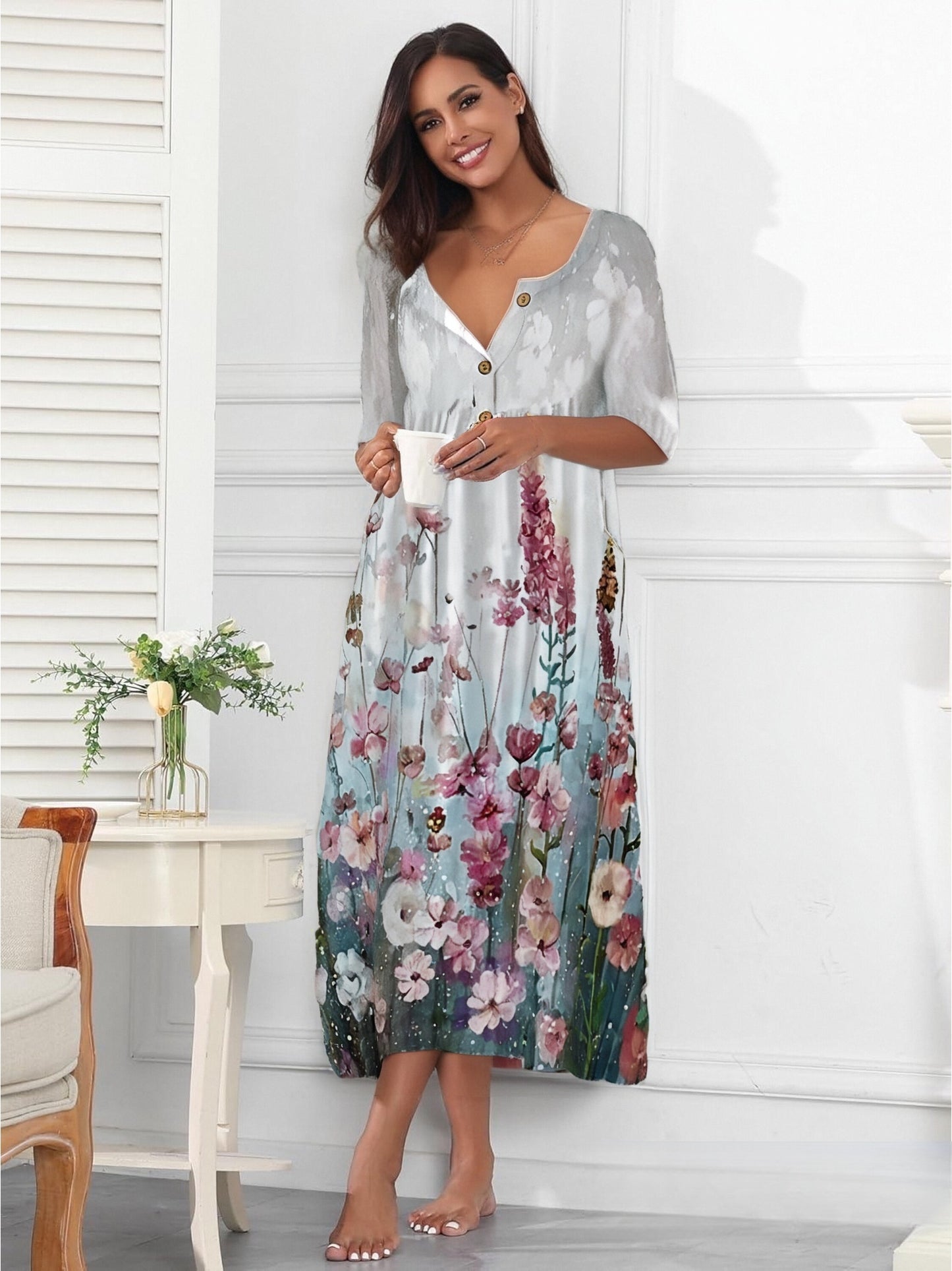 【S-3XL】Rochie Nouă de Damă 2025 cu Imprimeu la Modă și Buzunare Stil Casual & Lejer Must-Have Vara_4045769