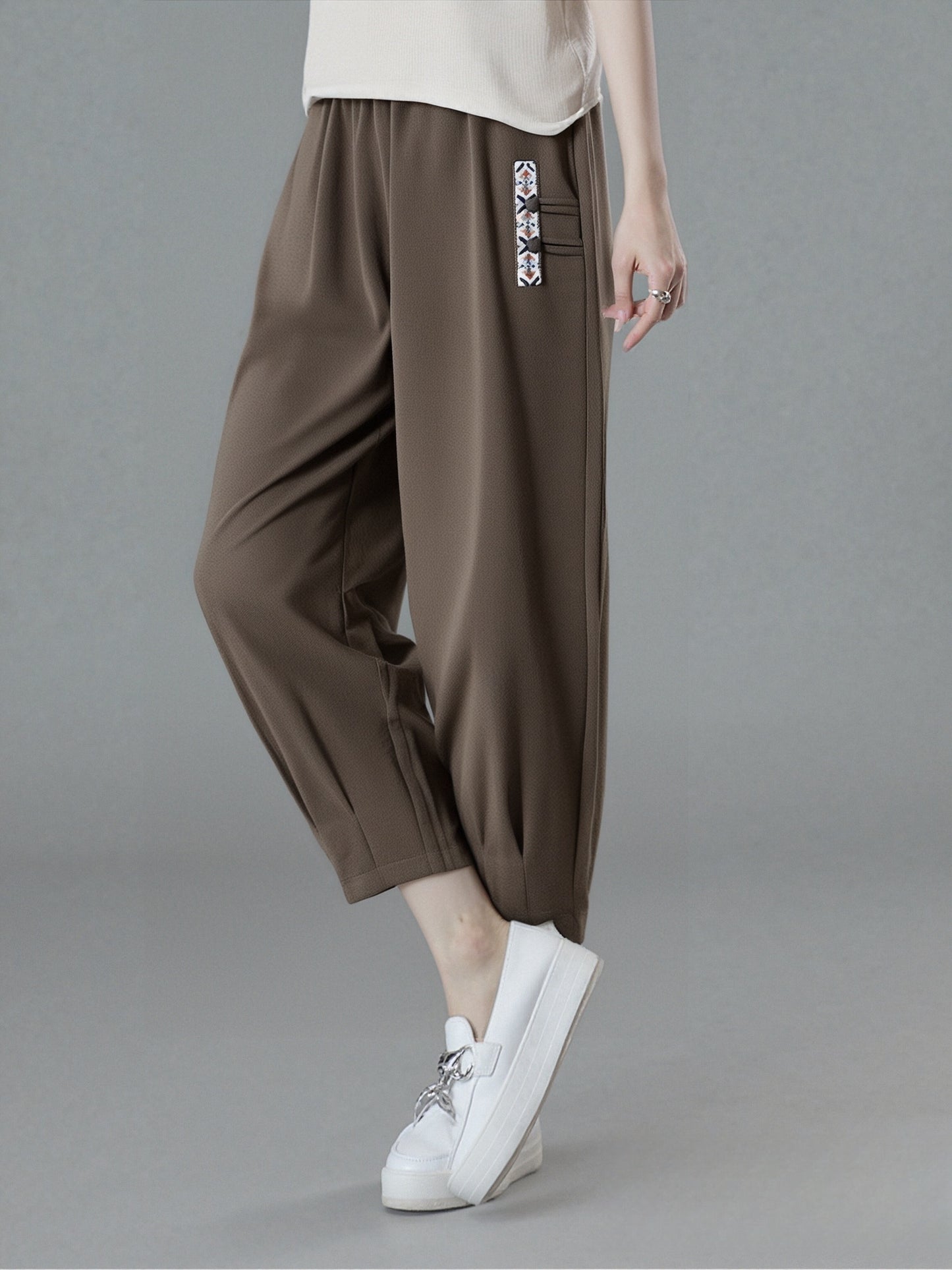 Pantaloni noi de vară subțiri din bumbac și in, cu nouă puncte_4045765