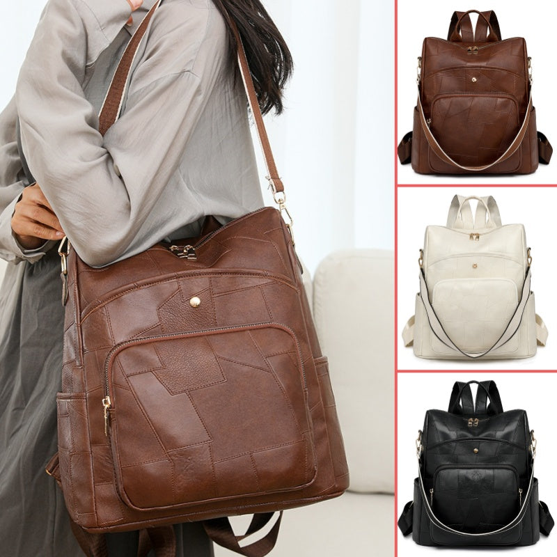 👜🌟 Mochila de piel de gran capacidad Diseño a cuadros elegante y moderno