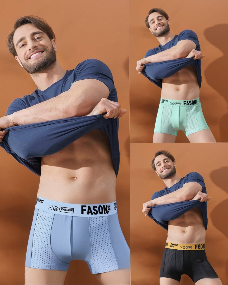 Calzoncillos bóxer de malla transpirable de seda helada para hombre_4059315