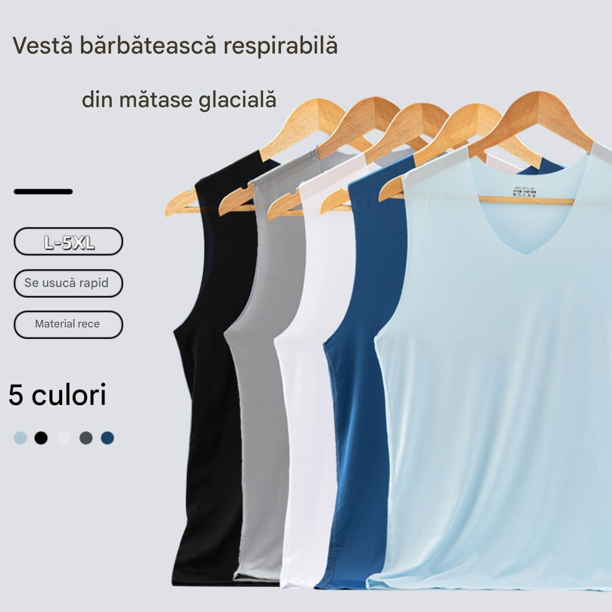 【Cumperi 3, primești 2 gratuit – în total 5 bucăți 】【L–5XL】Maiou bărbătesc de vară din mătase de gheață, fără cusături, model subțire, mărimi mari_4045195