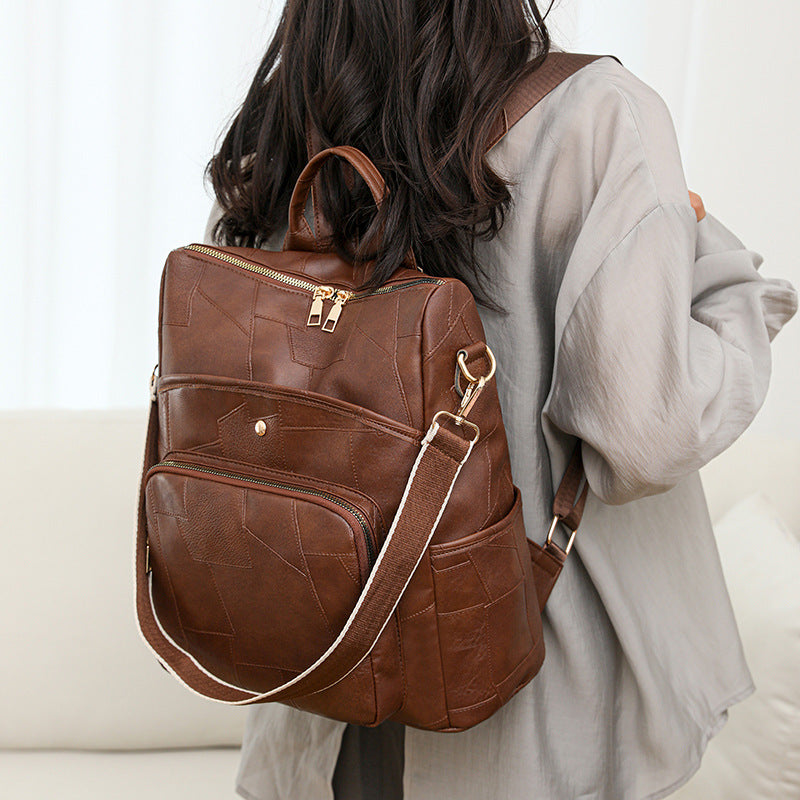 👜🌟 Mochila de piel de gran capacidad Diseño a cuadros elegante y moderno