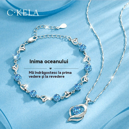 ✨💎 Nuevo conjunto de collar y pulsera “Corazón del Océano” – elegante, romántico y perfecto para regalo.