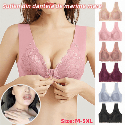 ✨【Produs bestseller】【3 bucăți】 Închidere față de dimensiuni mari, sexy, fără inel de oțel, sutien frumos pe spate