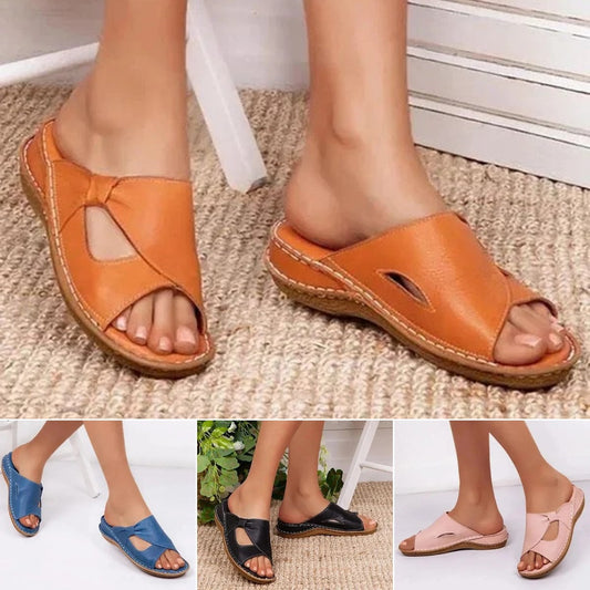 ✨👡【Specjalne lato】🔥【35-43】Nowe letnie modne wygodne damskie skórzane sandały domowe kapcie na zewnątrz
