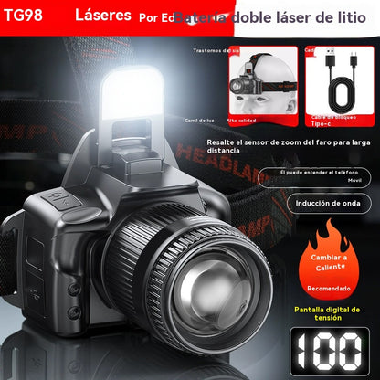 🔥💡【50% OFF】Linterna frontal recargable – Zoom potente, larga duración, ideal para aventuras nocturnas