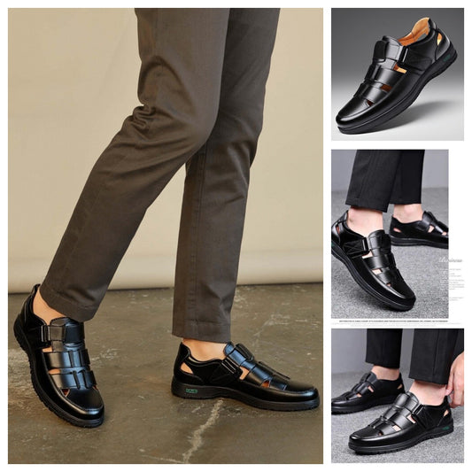 【38-44】2025 Vară Sandale Bărbați Piele de vacă Respirabil Hollow Anti-alunecare Casual_4039863