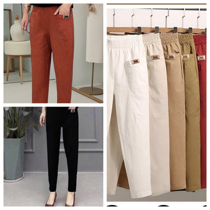 【Cumpărați 1, primiți 1 gratuit】HOT SALE-50%Pantaloni de damă din bumbac cu talie elastică_4038265
