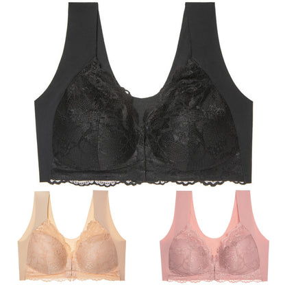 ✨【Produs bestseller】【3 bucăți】 Închidere față de dimensiuni mari, sexy, fără inel de oțel, sutien frumos pe spate