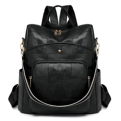 👜🌟 Mochila de piel de gran capacidad  Diseño a cuadros elegante y moderno