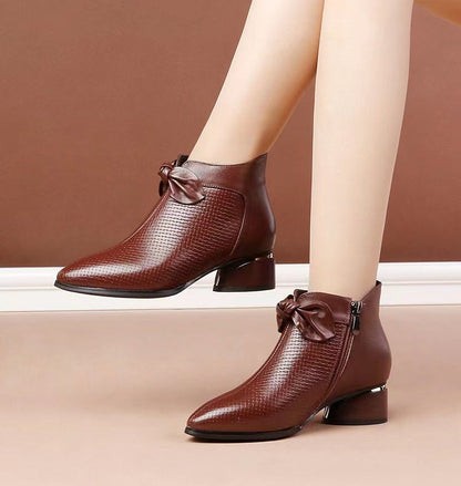 👠【35-40】2025 noi botine retro din piele cu talpă groasă--3914331