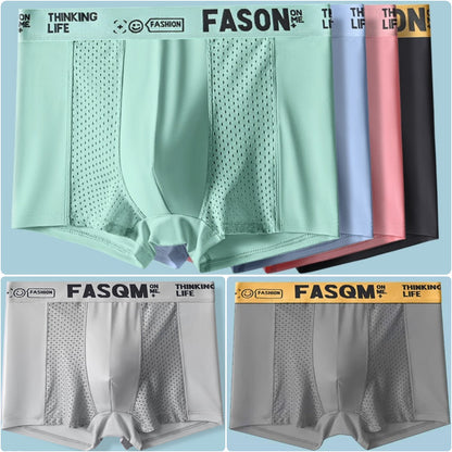 Calzoncillos bóxer de malla transpirable de seda helada para hombre_4059315