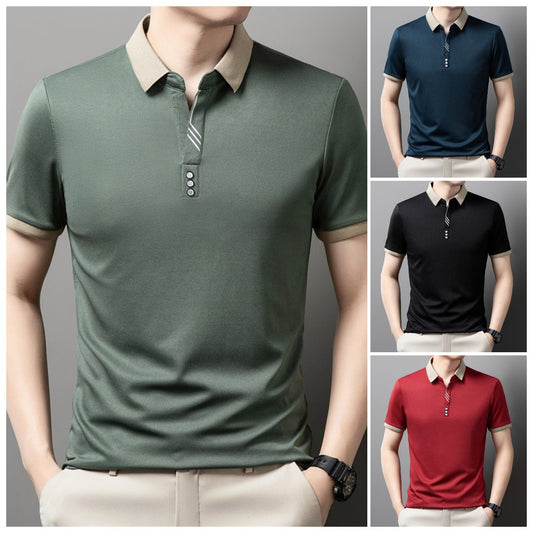 ✨【Nuevo 2025】Polo de hombre de manga corta con solapa, transpirable y cómodo