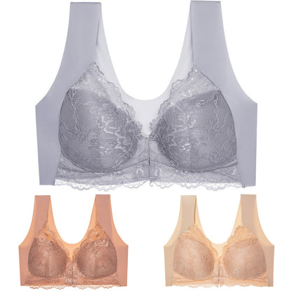 ✨【Produs bestseller】【3 bucăți】 Închidere față de dimensiuni mari, sexy, fără inel de oțel, sutien frumos pe spate