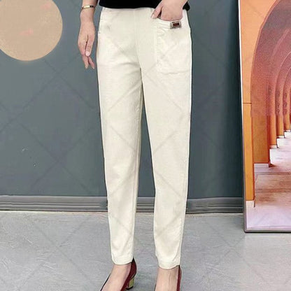 【Cumpărați 1, primiți 1 gratuit】HOT SALE-50%Pantaloni de damă din bumbac cu talie elastică_4038265