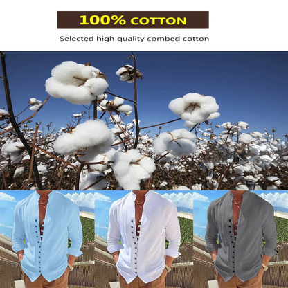 【Cumpără 1 primești 1 gratis】【S-3XL】Cămașă casual pentru bărbați cu guler stand cu nasturi_4035537
