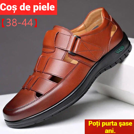 ✨👞【38-44】2025 Vară Sandale Bărbați Piele de vacă Respirabil Hollow Anti-alunecare Casual