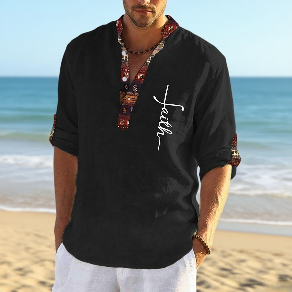 【49% reducere】T-shirt pentru bărbați, de marime mare, din bumbac, cămăși cu decolteu în V_4043914